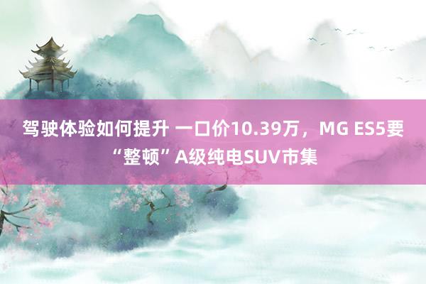 驾驶体验如何提升 一口价10.39万，MG ES5要“整顿”A级纯电SUV市集