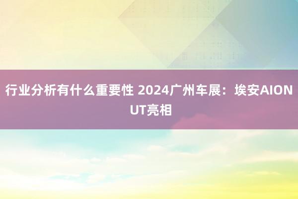 行业分析有什么重要性 2024广州车展：埃安AION UT亮相