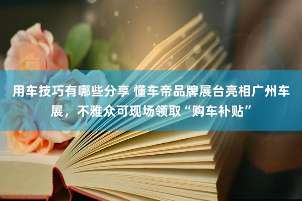 用车技巧有哪些分享 懂车帝品牌展台亮相广州车展，不雅众可现场领取“购车补贴”