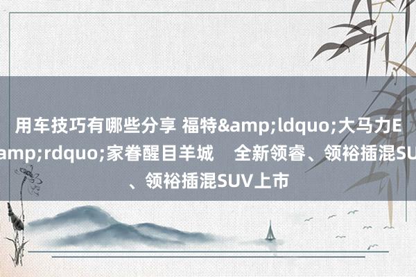 用车技巧有哪些分享 福特&ldquo;大马力E混动&rdquo;家眷醒目羊城    全新领睿、领裕插混SUV上市