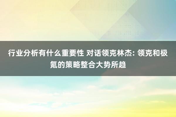 行业分析有什么重要性 对话领克林杰: 领克和极氪的策略整合大势所趋