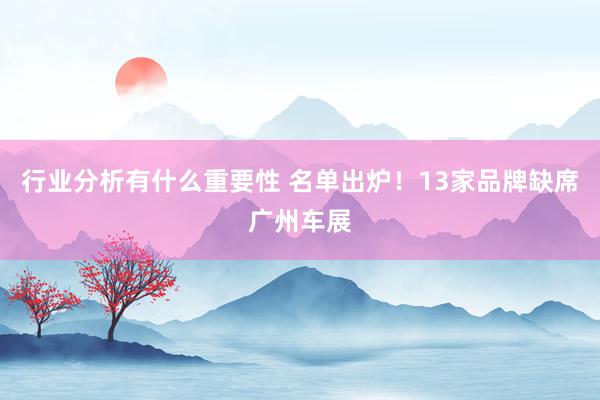 行业分析有什么重要性 名单出炉！13家品牌缺席广州车展