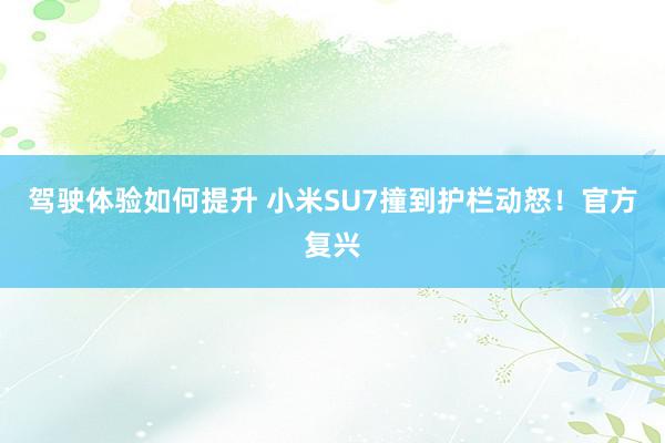 驾驶体验如何提升 小米SU7撞到护栏动怒！官方复兴