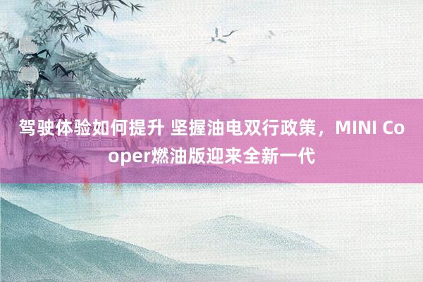 驾驶体验如何提升 坚握油电双行政策，MINI Cooper燃油版迎来全新一代