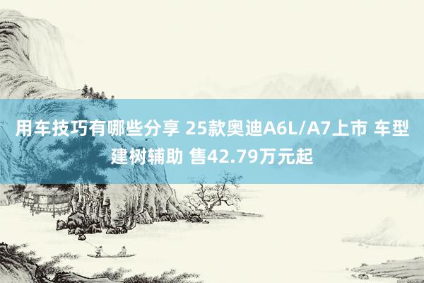 用车技巧有哪些分享 25款奥迪A6L/A7上市 车型建树辅助 售42.79万元起