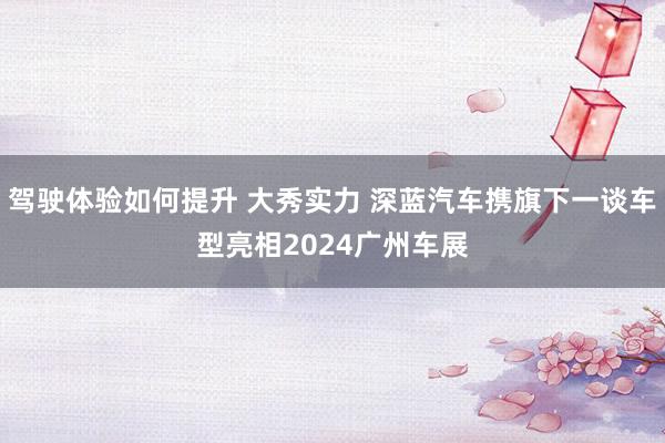 驾驶体验如何提升 大秀实力 深蓝汽车携旗下一谈车型亮相2024广州车展