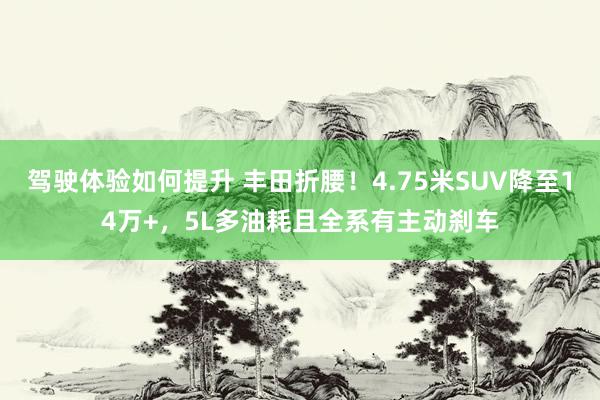 驾驶体验如何提升 丰田折腰！4.75米SUV降至14万+，5L多油耗且全系有主动刹车