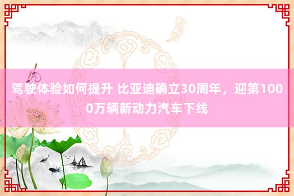 驾驶体验如何提升 比亚迪确立30周年，迎第1000万辆新动力汽车下线