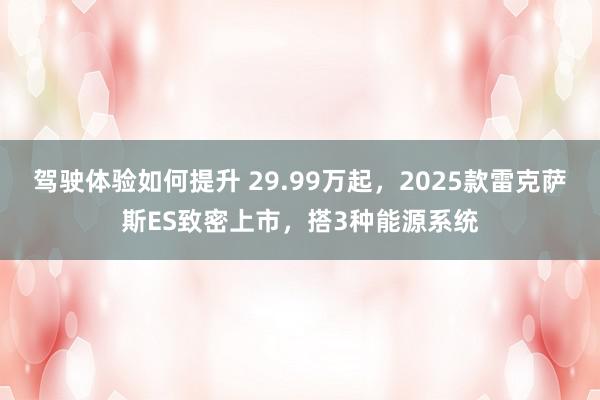 驾驶体验如何提升 29.99万起，2025款雷克萨斯ES致密上市，搭3种能源系统