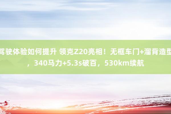 驾驶体验如何提升 领克Z20亮相！无框车门+溜背造型，340马力+5.3s破百，530km续航