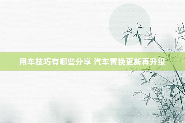 用车技巧有哪些分享 汽车置换更新再升级