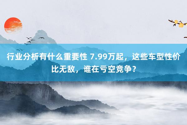 行业分析有什么重要性 7.99万起，这些车型性价比无敌，谁在亏空竞争？