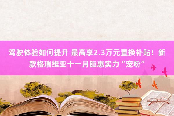 驾驶体验如何提升 最高享2.3万元置换补贴！新款格瑞维亚十一月钜惠实力“宠粉”