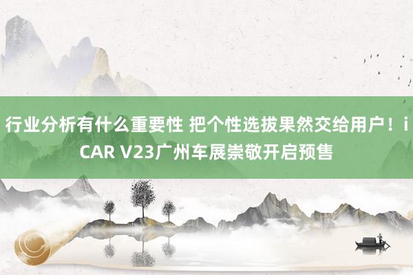 行业分析有什么重要性 把个性选拔果然交给用户！iCAR V23广州车展崇敬开启预售