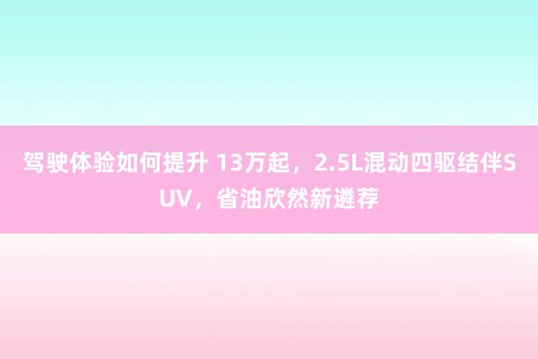 驾驶体验如何提升 13万起，2.5L混动四驱结伴SUV，省油欣然新遴荐