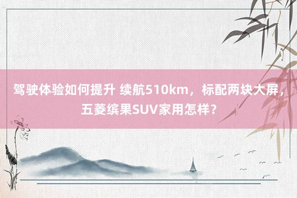 驾驶体验如何提升 续航510km，标配两块大屏，五菱缤果SUV家用怎样？