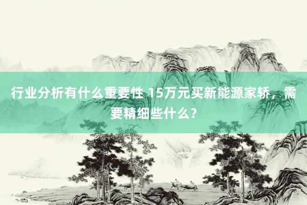 行业分析有什么重要性 15万元买新能源家轿，需要精细些什么？