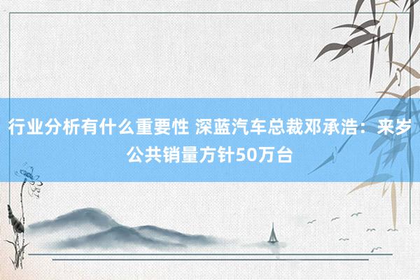 行业分析有什么重要性 深蓝汽车总裁邓承浩：来岁公共销量方针50万台