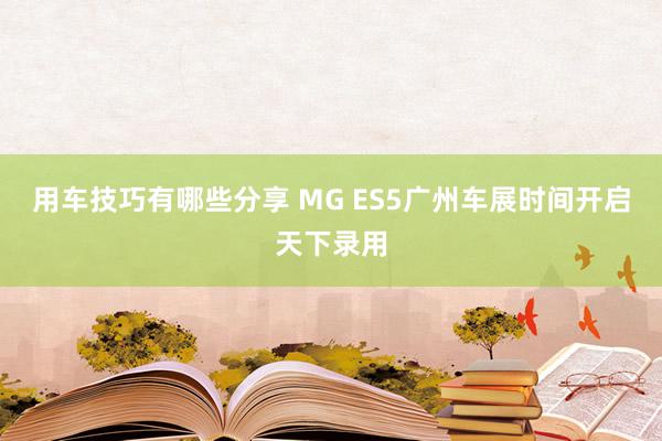 用车技巧有哪些分享 MG ES5广州车展时间开启天下录用