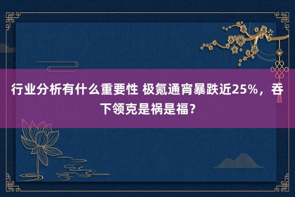 行业分析有什么重要性 极氪通宵暴跌近25%，吞下领克是祸是福？