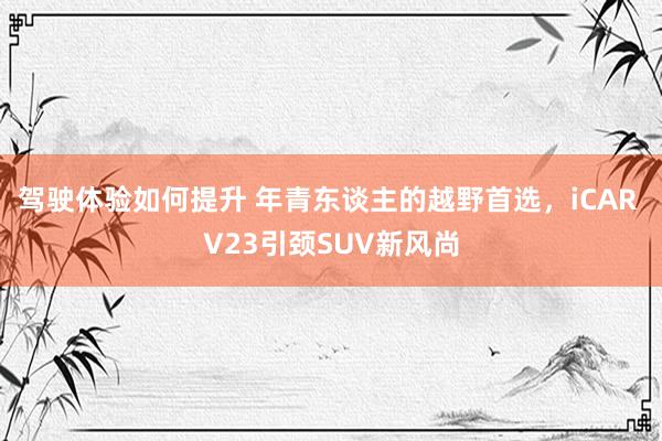 驾驶体验如何提升 年青东谈主的越野首选，iCAR V23引颈SUV新风尚