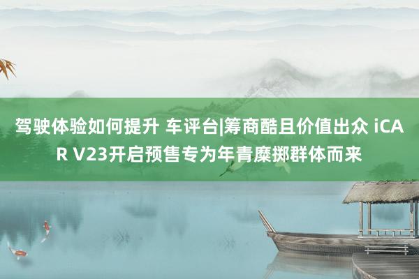 驾驶体验如何提升 车评台|筹商酷且价值出众 iCAR V23开启预售专为年青糜掷群体而来