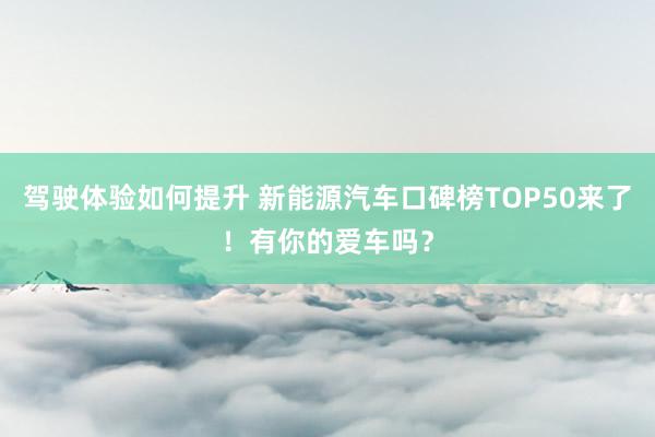 驾驶体验如何提升 新能源汽车口碑榜TOP50来了！有你的爱车吗？