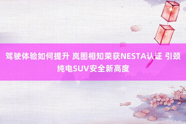 驾驶体验如何提升 岚图相知荣获NESTA认证 引颈纯电SUV安全新高度