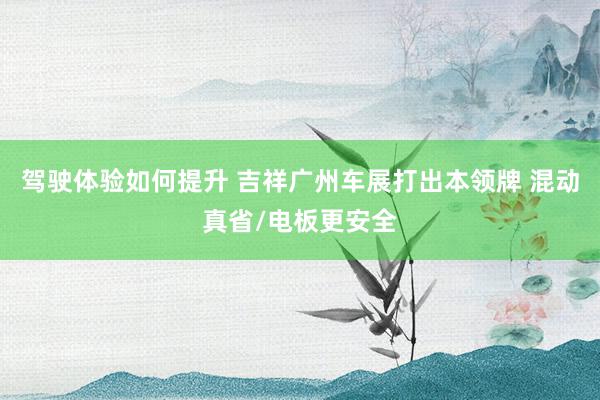 驾驶体验如何提升 吉祥广州车展打出本领牌 混动真省/电板更安全