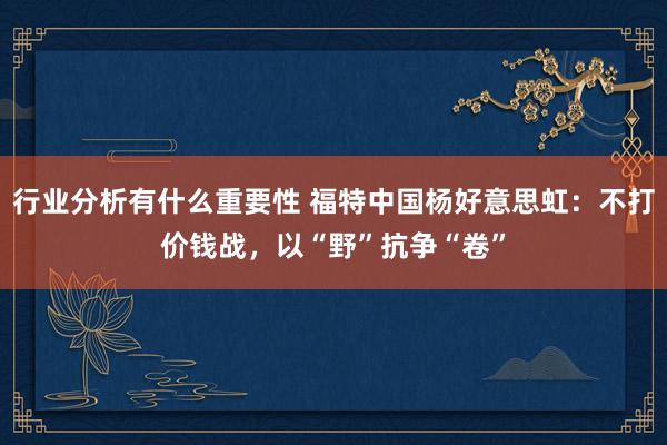 行业分析有什么重要性 福特中国杨好意思虹：不打价钱战，以“野”抗争“卷”