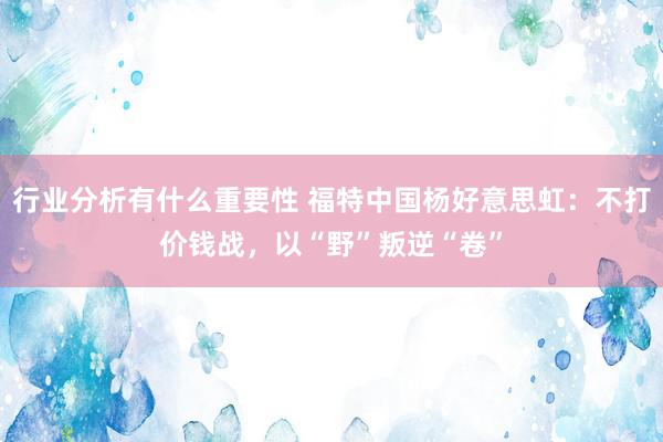 行业分析有什么重要性 福特中国杨好意思虹：不打价钱战，以“野”叛逆“卷”