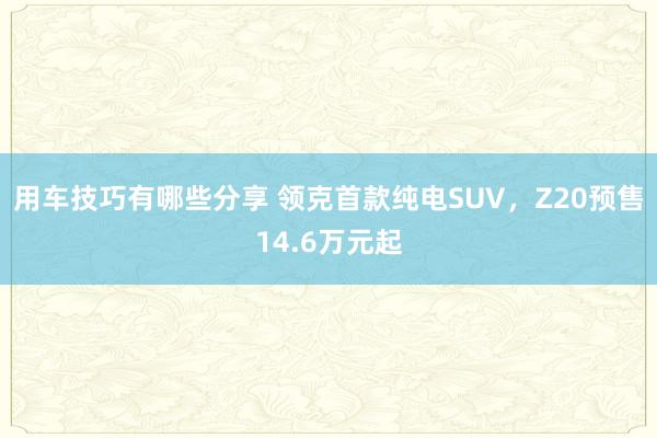 用车技巧有哪些分享 领克首款纯电SUV，Z20预售14.6万元起