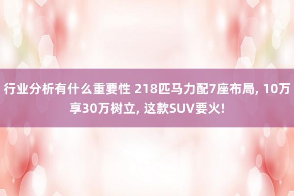 行业分析有什么重要性 218匹马力配7座布局, 10万享30万树立, 这款SUV要火!