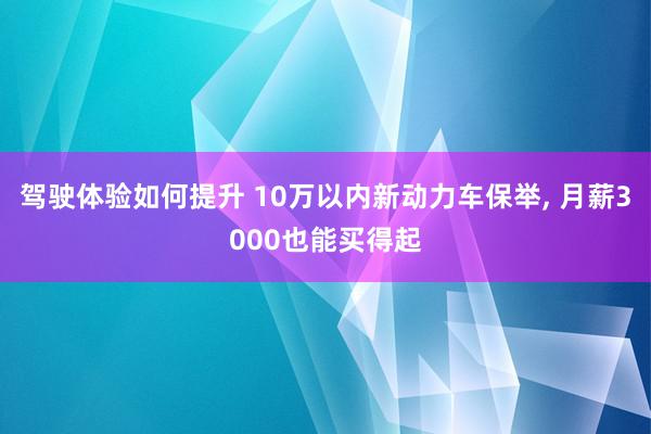 驾驶体验如何提升 10万以内新动力车保举, 月薪3000也能买得起