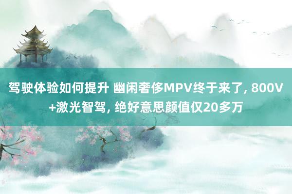 驾驶体验如何提升 幽闲奢侈MPV终于来了, 800V+激光智驾, 绝好意思颜值仅20多万