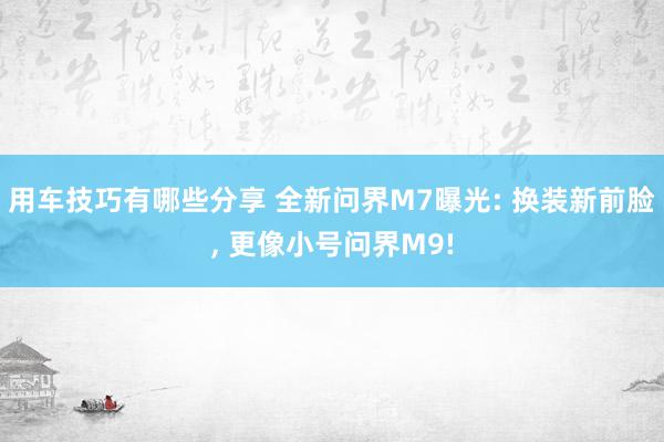 用车技巧有哪些分享 全新问界M7曝光: 换装新前脸, 更像小号问界M9!