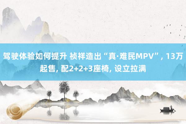 驾驶体验如何提升 祯祥造出“真·难民MPV”, 13万起售, 配2+2+3座椅, 设立拉满