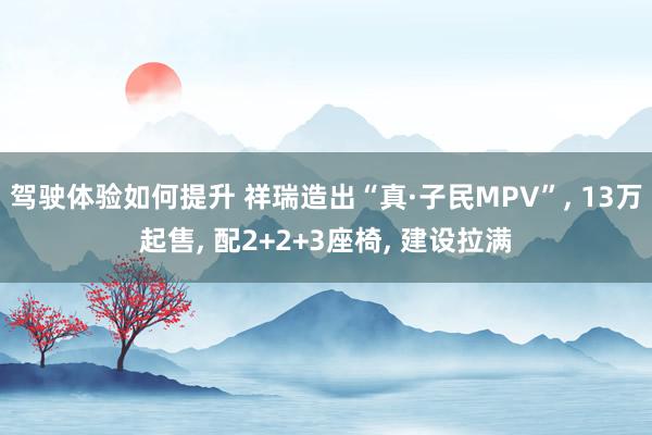 驾驶体验如何提升 祥瑞造出“真·子民MPV”, 13万起售, 配2+2+3座椅, 建设拉满