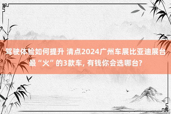 驾驶体验如何提升 清点2024广州车展比亚迪展台最“火”的3款车, 有钱你会选哪台?