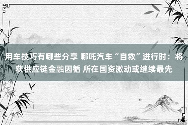 用车技巧有哪些分享 哪吒汽车“自救”进行时：将获供应链金融因循 所在国资激动或继续最先