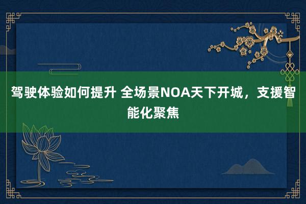 驾驶体验如何提升 全场景NOA天下开城，支援智能化聚焦