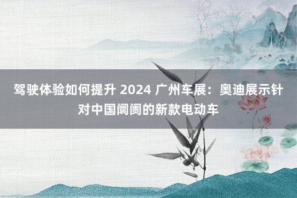 驾驶体验如何提升 2024 广州车展：奥迪展示针对中国阛阓的新款电动车