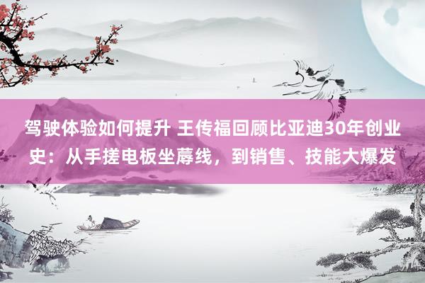 驾驶体验如何提升 王传福回顾比亚迪30年创业史：从手搓电板坐蓐线，到销售、技能大爆发