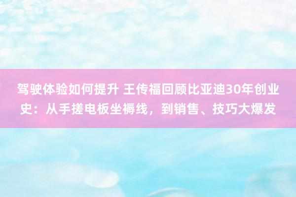 驾驶体验如何提升 王传福回顾比亚迪30年创业史：从手搓电板坐褥线，到销售、技巧大爆发