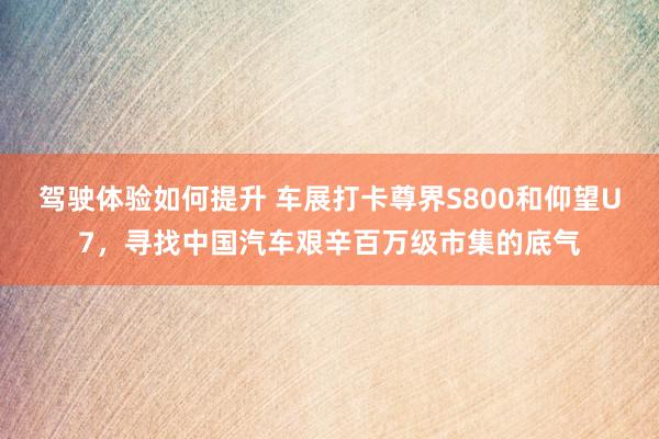 驾驶体验如何提升 车展打卡尊界S800和仰望U7，寻找中国汽车艰辛百万级市集的底气