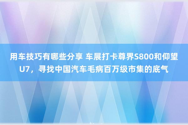 用车技巧有哪些分享 车展打卡尊界S800和仰望U7，寻找中国汽车毛病百万级市集的底气