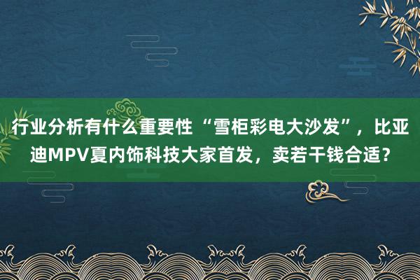 行业分析有什么重要性 “雪柜彩电大沙发”，比亚迪MPV夏内饰科技大家首发，卖若干钱合适？