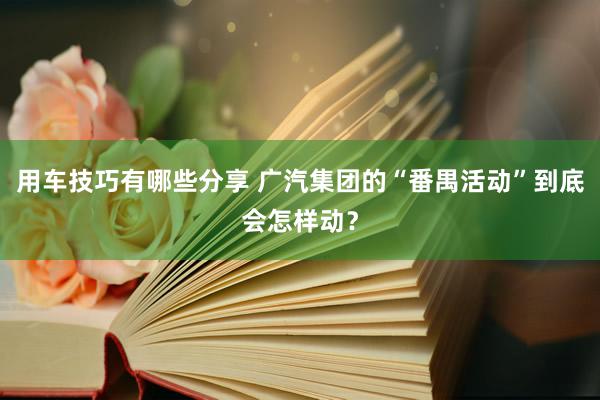 用车技巧有哪些分享 广汽集团的“番禺活动”到底会怎样动？