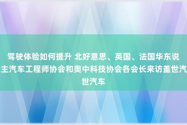 驾驶体验如何提升 北好意思、英国、法国华东说念主汽车工程师协会和奥中科技协会各会长来访盖世汽车