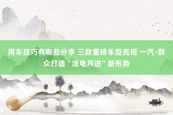 用车技巧有哪些分享 三款重磅车型亮相 一汽-群众打造“油电共进”新形势